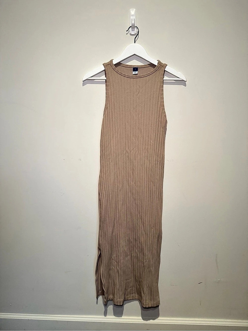 Old Navy Rib-Knit Midi Tank Dress Light Brown Size Small